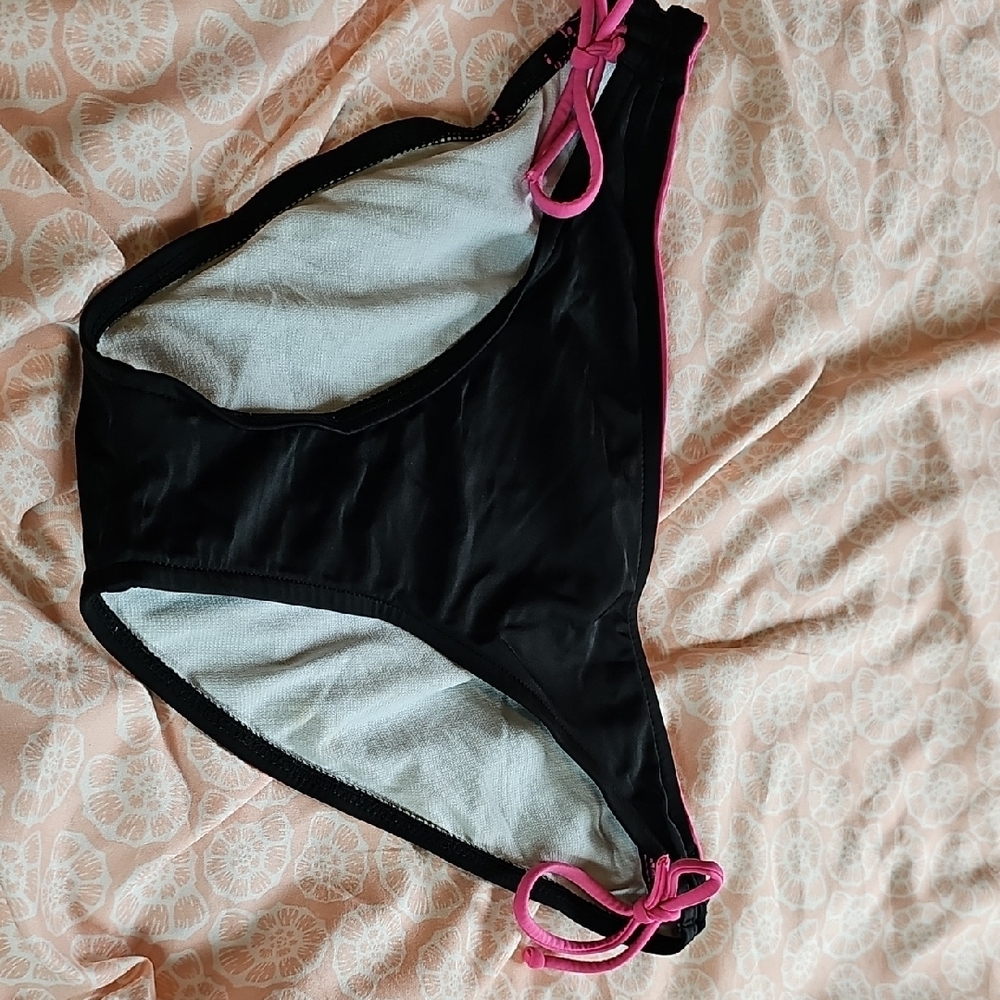 Women's Black and Pink Swim Bottoms